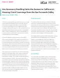 Cover page: Are Accessory Dwelling Units the Answer to California's Housing Crisis? Learnings from the San Fernando Valley