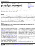 Cover page: “Reclaiming Control” Patient Acceptance and Adherence to HIV Post-Exposure Prophylaxis Following Sexual Assault