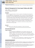 Cover page: Behavior Management for School-Aged Children with ADHD