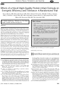 Cover page: Effects of a Novel High-Quality Protein Infant Formula on Energetic Efficiency and Tolerance: A Randomized Trial