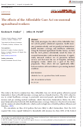 Cover page: The Effects of the Affordable Care Act on Seasonal Agricultural Workers