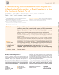 Cover page: Communicating with Vulnerable Patient Populations: A Randomized Intervention to Teach Inpatients to Use the Electronic Patient Portal.