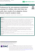 Cover page: Preferences for pre-exposure prophylaxis among U.S. military men who have sex with men: results of an adaptive choice based conjoint analysis study