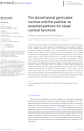 Cover page: The dorsal lateral geniculate nucleus and the pulvinar as essential partners for visual cortical functions.