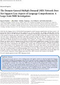 Cover page: The Domain-General Multiple Demand (MD) Network Does Not Support Core Aspects of Language Comprehension: A Large-Scale fMRI Investigation.