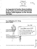 Cover page: AN APPRAISAL OF NUCLEAR WASTE ISOLATION IN THE VADOSE ZONE IN ARID AND SEMIARID REGIONS (WITH EMPHASIS ON THE NEVADA TEST SITE)