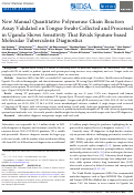 Cover page of New Manual Quantitative Polymerase Chain Reaction Assay Validated on Tongue Swabs Collected and Processed in Uganda Shows Sensitivity That Rivals Sputum-based Molecular Tuberculosis Diagnostics