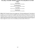 Cover page: Recycling or Trash Bin? Modeling Consumers’ Recycling Behavior in a FieldStudy