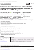 Cover page: Predictors of intracranial hemorrhage in patients with atrial fibrillation treated with oral anticoagulants: Insights from the GARFIELD-AF and ORBIT-AF registries.