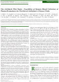 Cover page: The AlzMatch Pilot Study - Feasibility of Remote Blood Collection of Plasma Biomarkers for Preclinical Alzheimers Disease Trials.