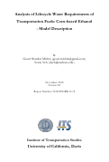 Cover page: Analysis of Lifecycle Water Requirements of Transportation Fuels: Corn-based Ethanol - Model Description