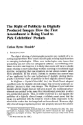 Cover page: The Right of Publicity in Digitally Produced Images: How the First Amendment is Being Used to Pick Celebrities' Pockets