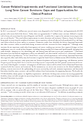 Cover page: Cancer‐related impairments and functional limitations among long‐term cancer survivors: Gaps and opportunities for clinical practice