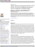 Cover page: Global, regional, and national estimates of the impact of a maternal Klebsiella pneumoniae vaccine: A Bayesian modeling analysis.