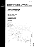 Cover page: Window Performance for Human Thermal Comfort