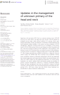 Cover page: Updates in the management of unknown primary of the head and neck