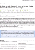 Cover page: Evidence for an Evolutionarily Conserved Memory Coding Scheme in the Mammalian Hippocampus