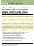 Cover page: Individualized response to semantic vs. phonological aphasia therapies in stroke