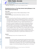 Cover page: Evaluating the Use of a Two-Step Gender Identity Measure in the 2018 General Social Survey