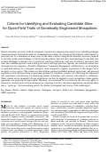 Cover page: Criteria for Identifying and Evaluating Candidate Sites for Open-Field Trials of Genetically Engineered Mosquitoes