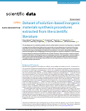 Cover page: Dataset of solution-based inorganic materials synthesis procedures extracted from the scientific literature