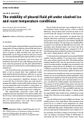 Cover page: The stability of pleural fluid pH under slushed ice and room temperature conditions