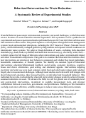 Cover page of Behavioral Interventions for Waste Reduction: A Systematic Review of Experimental Studies