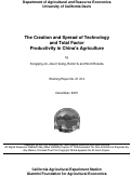Cover page: The Creation and Spread of Technology and Total Factor Productivity in China's Agriculture