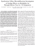 Cover page: Synchrotron X-Ray Microdiffraction Investigation of Scaling Effects on Reliability for Through-Silicon Vias for 3-D Integration