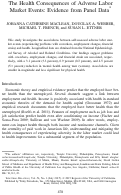 Cover page: The Health Consequences of Adverse Labor Market Events: Evidence from Panel Data