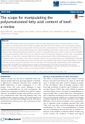 Cover page: The scope for manipulating the polyunsaturated fatty acid content of beef: a review