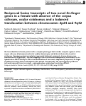 Cover page: Reciprocal fusion transcripts of two novel Zn-finger genes in a female with absence of the corpus callosum, ocular colobomas and a balanced translocation between chromosomes 2p24 and 9q32