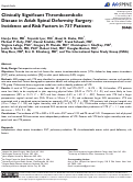 Cover page: Clinically Significant Thromboembolic Disease in Adult Spinal Deformity Surgery: Incidence and Risk Factors in 737 Patients