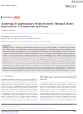 Cover page of Achieving Transboundary Water Security Through Water Innovations: A Framework and Cases