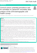 Cover page: Cervical cancer screening prevalence and its correlates in Cameroon: secondary data analysis of the 2018 demographic and health surveys