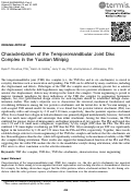 Cover page: Characterization of the Temporomandibular Joint Disc Complex in the Yucatan Minipig