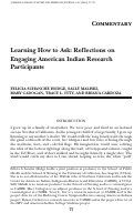 Cover page: Learning How to Ask: Reflections on Engaging American Indian Research Participants