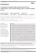 Cover page: A mutation in desmin makes skeletal muscle less vulnerable to acute muscle damage after eccentric loading in rats