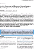 Cover page: Activity-Dependent Stabilization of Nascent Dendritic Spines Requires Nonenzymatic CaMKIIα Function