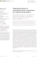 Cover page: Field performance of switchgrass plants engineered for reduced recalcitrance