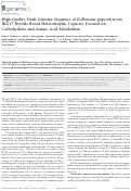 Cover page: High-Quality Draft Genome Sequence of Kallotenue papyrolyticum JKG1T Reveals Broad Heterotrophic Capacity Focused on Carbohydrate and Amino Acid Metabolism