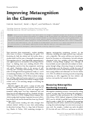 Cover page: Improving Metacognition in the Classroom