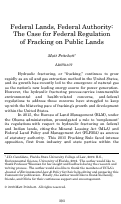 Cover page: Federal Lands, Federal Authority: The Case for Federal Regulation of Fracking on Public Lands