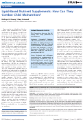 Cover page: Lipid-Based Nutrient Supplements: How Can They Combat Child Malnutrition?