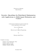 Cover page: Iterative Algorithms for Distributed Optimization with Applications to Multi-Agent Estimation and Control