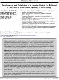 Cover page: Development and Validation of a Scoring Rubric for Editorial Evaluation of Peer-review Quality: A Pilot Study