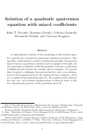 Cover page: Solution of a quadratic quaternion equation with mixed coefficients