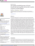 Cover page: The quality and effectiveness of Social-Emotional Learning (SEL) intervention studies in Korea: A meta-analysis.