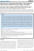 Cover page: SNP Discovery Using Next Generation Transcriptomic Sequencing in Atlantic Herring (Clupea harengus)