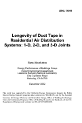 Cover page: Longevity of duct tape in residential air distribution systems: 1-D, 
2-D, and 3-D joints